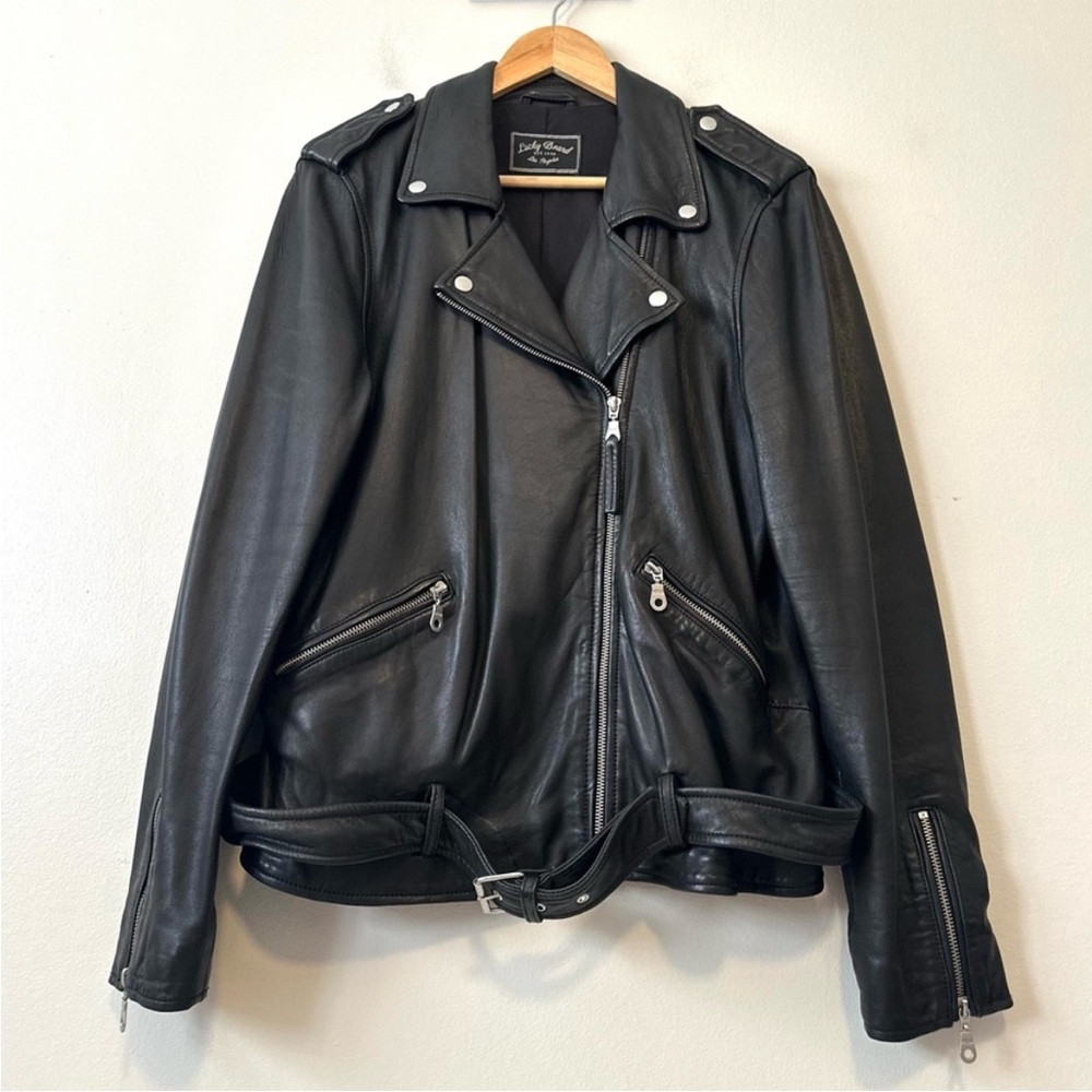 LUCKY BRAND Moto Jacket Lamb Leather Black XL